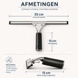 Raamtrekker 35 cm – Douchewisser – Wisser voor Douche, Ramen, Spiegel en Autoruit – RVS Glaswisser – Siliconen Raamwisser – Handtrekker – Douchetrekker Zwart-Zilver - Trekker