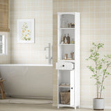 4goodz Badkamerkast 24x34x170 cm - Kolomkast 3 vakken en 1 lade - Wit