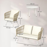 4goodz Tuinmeubelset 4-delig met salontafel bank en 2 stoelen - Creme