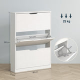 Schoenenkast 3-vaks voor 12 Paar Schoenen mt 47 - 17x80x108 cm - Wit