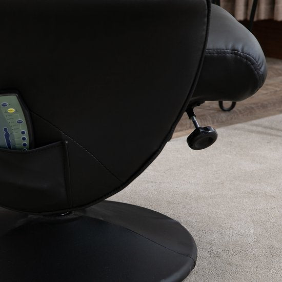 Relaxfauteuil met Massagestoel met voetenbank Kunstleer - Zwart