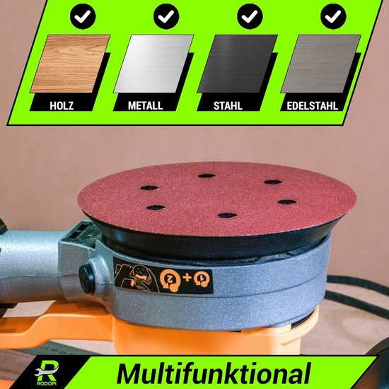 Rodopi® 100x Korrel Schuurpapier 125mm - 8 gats Excentrisch Schuurmachine