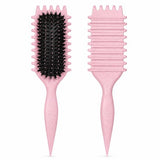 Krullenborstel voor Krullend Haar – Stylingborstel met Flexibele Pinnen – Haarborstel voor Ontwarren, Volume en Styling – Puntkam – Roze - Curl Brush