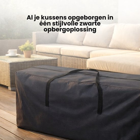 Tuinkussentas - Zwart - 173 x 76 x 51 cm - Opbergtas voor Tuinmeubelkussens - Tuinstoelkussentas - Tuinsetkussen Opbergtas