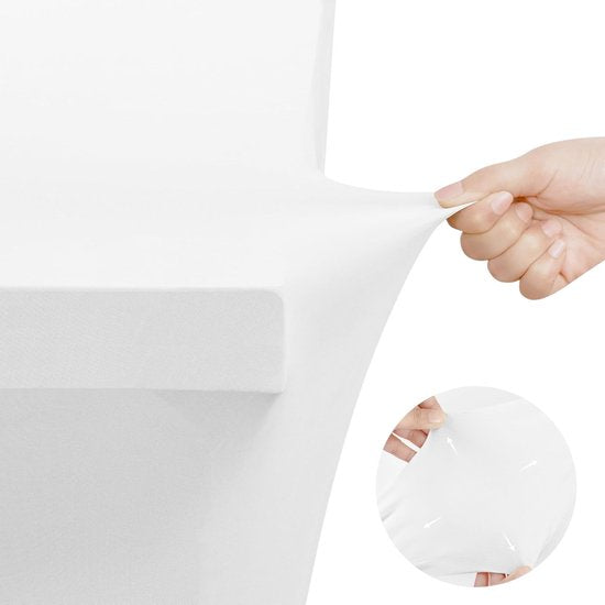 Rechthoekige Tafelhoes Stretch – 180 x 75 x 75 cm – Elastisch & Strak – Wasbaar – Wit – Voor Feesten, Beurzen & Evenementen