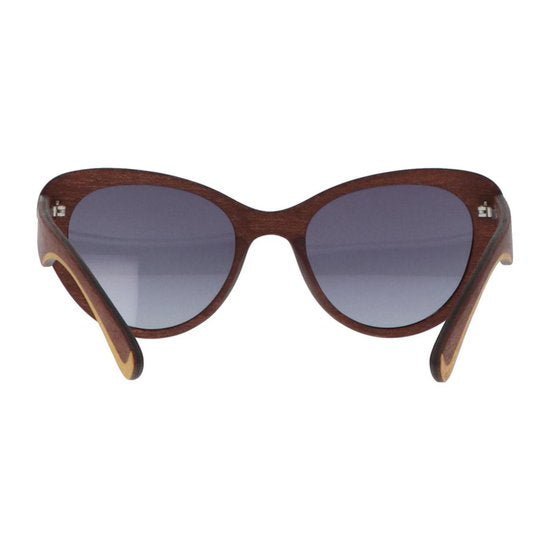 5one® Napoli - Houten Cateye dames zonnebril - grijze lens