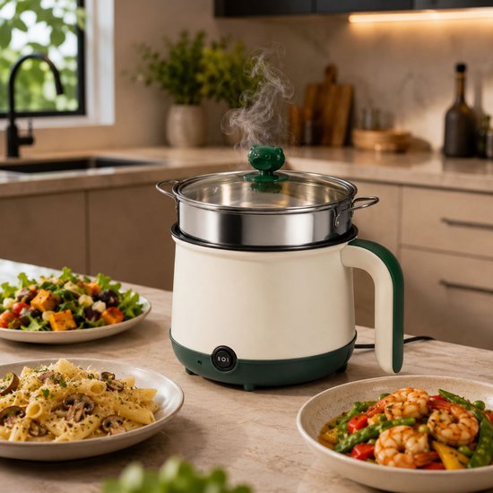 DMG Supply Noodle Pan - Wit - Elektrische Kookpan - Hotpot - Noodle Kom - 1,8 L - Multicooker