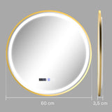 Ronde Badkamerspiegel met LED-verlichting, Badspiegel met Anti-Condensfunctie, Touchbediening, Display
