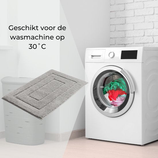 AKSA Home® Badmat 50x80 cm - Douchemat antislip - Badmat antislip - Badkamermat - Vloerkleed - Lichtgrijs