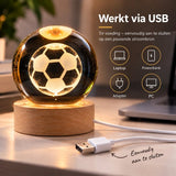 DMG Supply 3D Kristallen Bol Lamp - USB Oplaadbaar - LED Lamp - Nachtlamp - Tafellamp - Bureaulamp