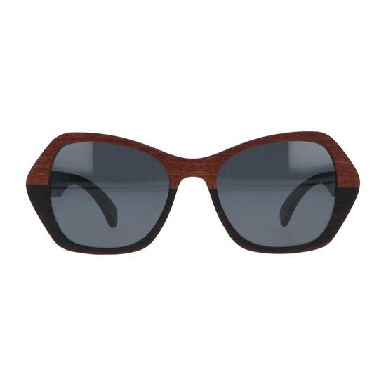5one® Lucca XL 2-tone - Sapeli en ebony houten zonnebril voor dames