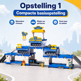 DMG Supply Politiegarage - 4-in-1 - Politiebureau met 2 Metalen Auto’s - 3 Laags Parkeergarage - Speelset