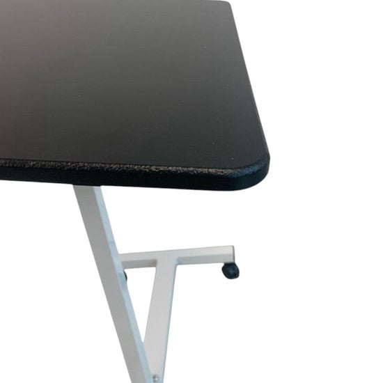 Laptoptafel op Wieltjes - 60 x 40 cm - In Hoogte Verstelbaar - Zwart - Wit - Ontbijttafel op Wielen - Bedtafel