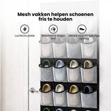 Schoenenkast Hangend - Schoenenzak 24 vakken - Opbergen van Schoenen aan Deur - Schoenenzak Zwart - Wit - Oplossing voor rondslingerende schoenen - Hoogwaardige Schoenenkast