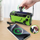 Vesfy Noodradio Solar Opwindbaar - Oplaadbaar & Batterijen - 7400mWh - LED Zaklamp - AM-FM Radio - Draagbare Radio voor Noodpakket