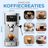 NovaWare® Espressomachine – Pistonmachine – Koffiemachines - Kopjesverwarmer - Met Stoompijpje - RVS