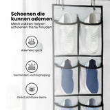 Schoenenkast Hangend - Schoenenzak 12 vakken - Opbergen van Schoenen aan Deur - Schoenenzak Wit - Oplossing voor rondslingerende schoenen - Hoogwaardige Schoenenkast
