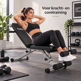 Verstelbare Fitnessbank – Trainingsbank voor Thuis – Incline & Flat Bench – Halterbank met Beenrollen – Opvouwbare Workout Bank – Zwart-Zilver
