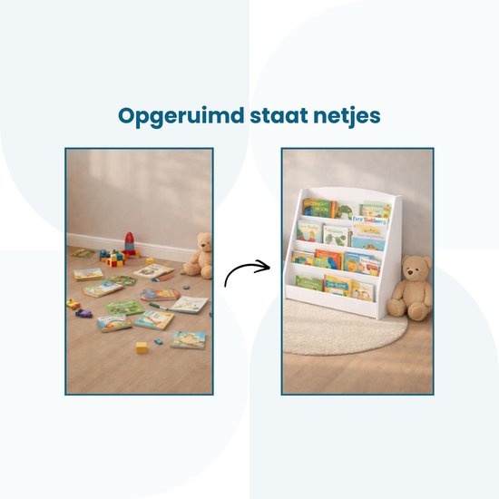 Kinderboekenkast - 88 x 80 x 30 cm - Wit - Hout - Kinderboekenrek - Boekenrek Kinderkamer