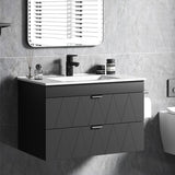 Hangende Wastafelonderkast met Wastafel Soft-Close - Zwart
