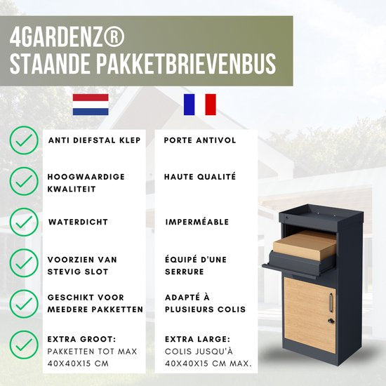 4gardenz® Pakketbrievenbus XL - Staande - Pakketbox - Antraciet