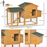 Kippenhok met Uitloop en Nestkast - Hout 168x75x103 cm