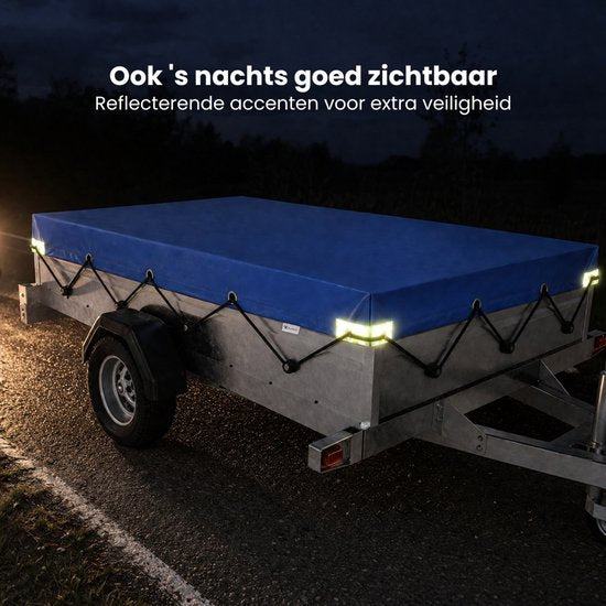 Aanhangwagen Afdekhoes - 258 x 138 x 5 cm - Blauw - Aanhangerzeil met Elastisch Koord - Waterafstotend - Aanhangwagnet