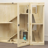 Hamsterkooi 4-Laags met Wip Loopplank en Hutjes - 69x115x79 cm - Hout