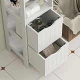 Badkamerkast - Kolomkast 2 lades en 3 planken 30x30x141 cm - Wit