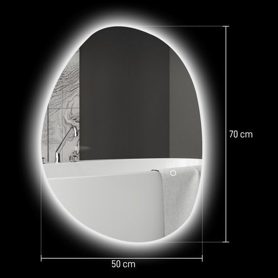 4goodz Asymmetrische Badkamerspiegel met LED-verlichting 70x50 cm
