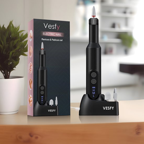 Vesfy Nagelfrees met 12 Nagelvijl Bitjes - Incl. 36 Schuurrolletjes - Pedicureset Professioneel - Nagelvijl Electrisch - Nagellak