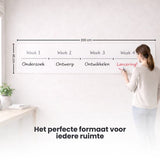 FLOKOO Whiteboard Sticker XL Zelfklevend (200 x 45 cm) met 4 Stiften met Wisser - Whiteboard Folie - Beschrijfbare Muursticker - Whiteboardsticker - Whiteboardfolie - Schoolbord Folie - Memobord Folie