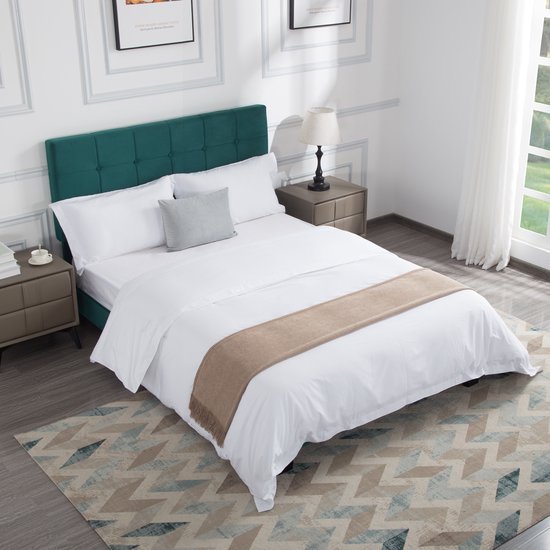 Bedombouw - Groen - 147x206x110cm - Bedombouw met Hoofdbord - De perfecte combinatie van comfort en stijl voor je slaapkamer