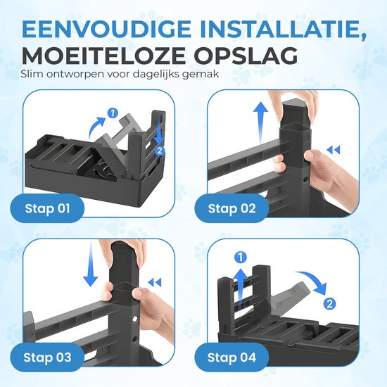 NovaWare Voerbak Kat en Hond – Met Standaard – Verstelbare & Verhoogde Voerbak - Anti lek Drinkbak - Slow Feeder Hondenvoerbak - Dubbel – Zwart