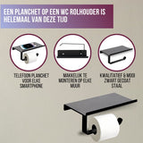 4bathroomz® Toiletrolhouder met planchet voor telefoon - wc rolhouder