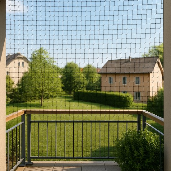 Kattennet voor Balkon & Ramen – Veiligheidsnet Huisdieren – Weerbestendig & UV-bestendig – Transparant Zwart – 3x6 m – Kattenbescherming & Valpreventie
