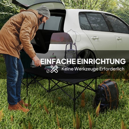Opvouwbare Campingtafel met Oprolbaar Tafelblad van Aluminium - 95 x 55 cm - Zwart