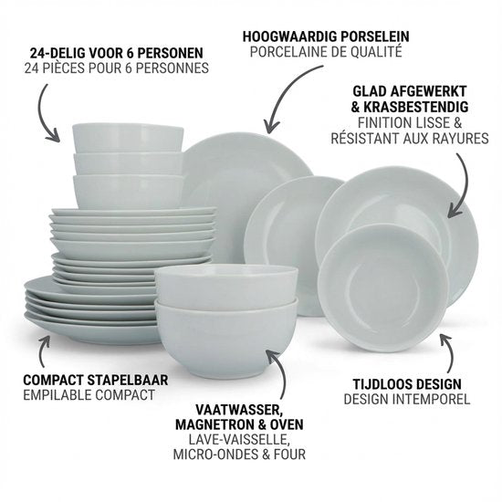 Luzzo® Serviesset met - delig - Wit
