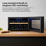 Wijnkoelkast - Wijn Klimaatkast voor 8 Flessen - Zwart - Instelbare Temperatuur van 5°C tot 18°C - Wijnkoelkast Liggend - Liggende Wijnkoeler