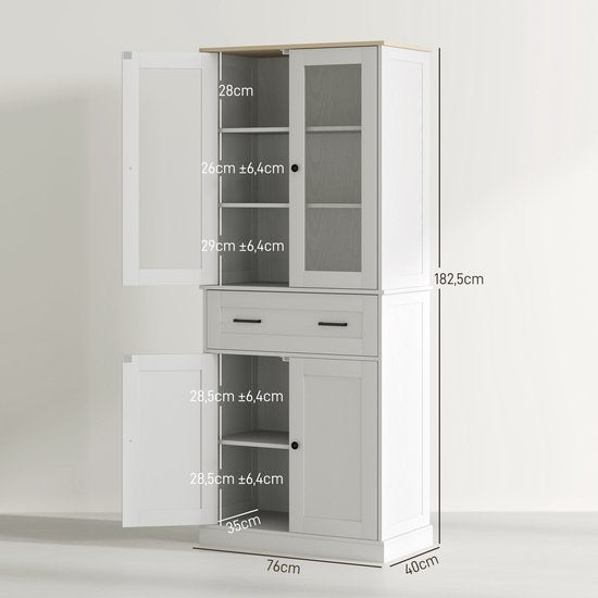 Keukenkast Buffetkast met Lades 40x76x182 cm - Crèmewit