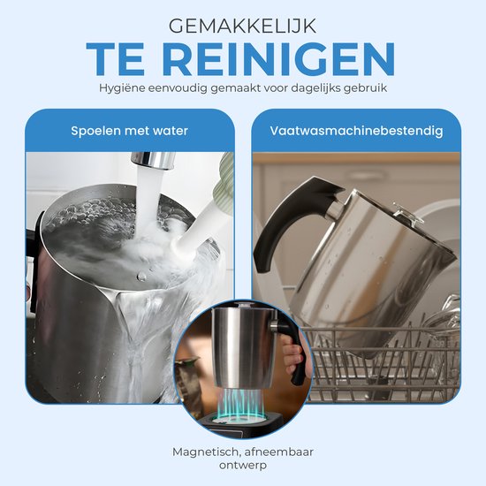 NovaWare Melkopschuimer met Schenktuit - Elektrisch – 5-in-1 Melkopschuimer Electrisch – Milk Frother - Melkschuimer Voor Melk – Melkklopper - RVS