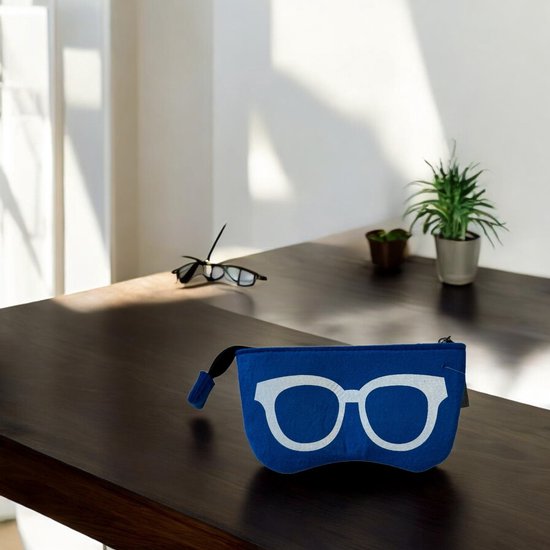 Brillenetui - Blauw - Vilt - Brillen etui - Bril Beschermer - Brillendoos - Brillenkoker - Brillenhoes