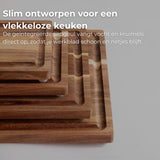 AKSA Home® 4-Delige Snijplankenset met Houder - Houten Snijplank met Sapgeul voor Keuken - Serveerplank - Kaasplank - Borrelplank - Acaciahout