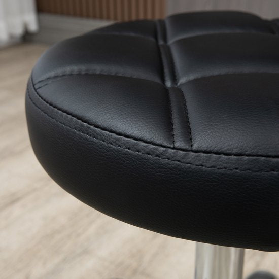Ergonomische Rolkruk Kunstleer - Werkkruk in Hoogte Verstelbaar 51-67 cm - Zwart