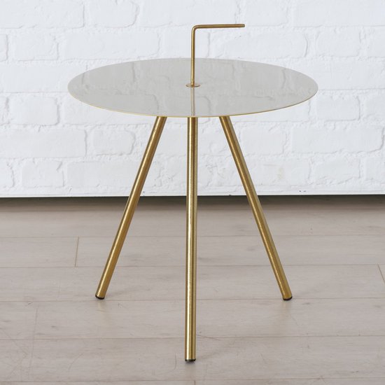 Boltze® Tobo Bijzettafel set van 2 stuks met Metaal Poten - Goud