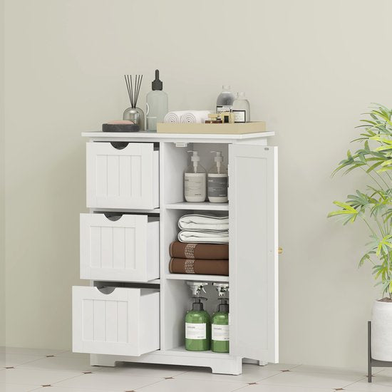 4goodz Buffetkast Badkamer Ladekast, 3 Laden, 3 Planken, MDF, Wit