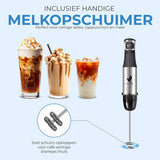 NovaWare Staafmixer Set 6-in-1 – 1100W - Met Hakmolen, Garde, Melkopschuimer & Maatbeker – RVS