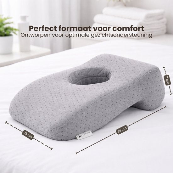 Gezichtskussen voor Massage - Grijs - 36 cm x 25 x 11 cm - Massage Kussen - Massagekussen voor Kind en Volwassenen - Hoofdsteun Massagetafel