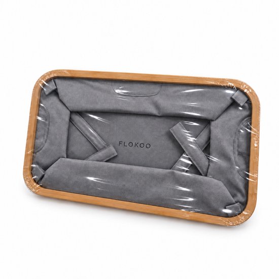 Wasmand 45 Liter – Opvouwbare Wasmand met Bamboe Rand – Wasmand Groot met Handgrepen – Stoffen Opbergmand voor Wasgoed, Speelgoed & Handdoeken – Grijs - Heupwasmand