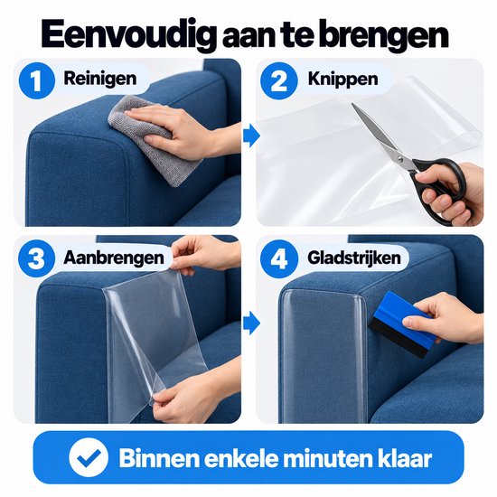Anti Krab Vellen Kat – 8 XXL Meubelbeschermers – 43,2 x 30,5 cm – Transparante Zelfklevende Krabfolie – Op Maat te Knippen – Voor Bank, Meubels & Deuren